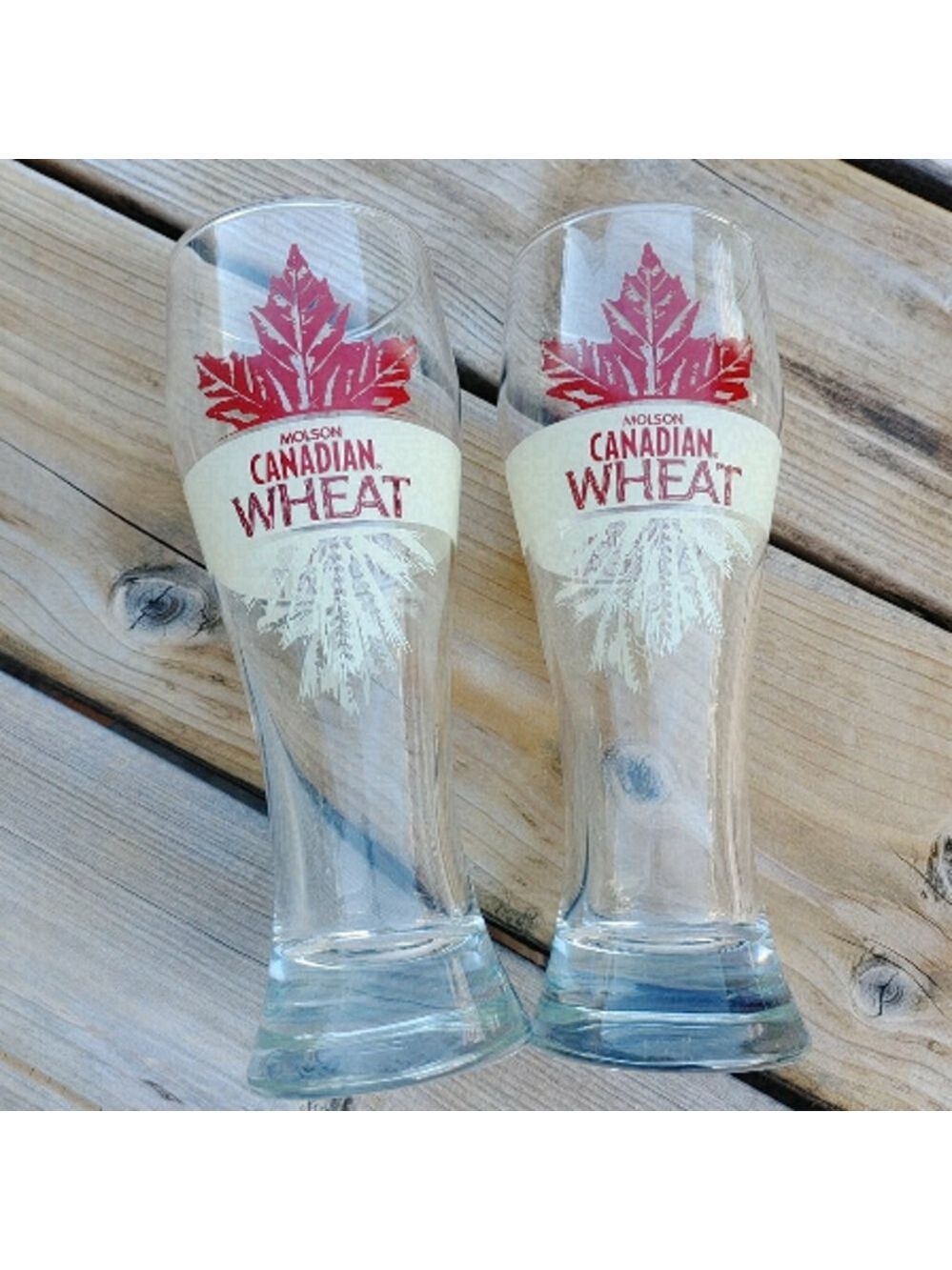 Attractive Molson Canadian Wheat Glasses PAIR Beer Glasses